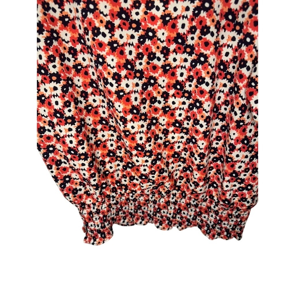 Michael Kors Floral Print Smocked Waist 3/4 Sleeve Blouse Top. NWT - Picture 4 of 10